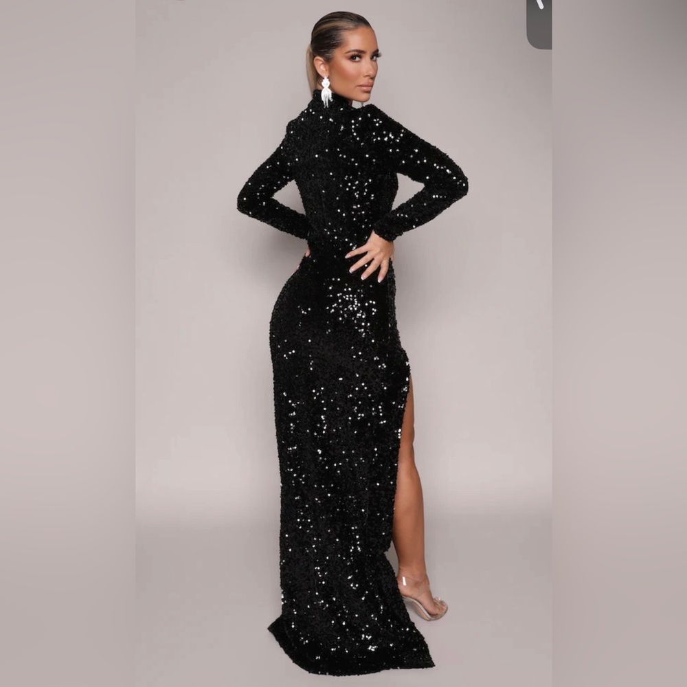 Moda Glam Irina Long Sleeved Sequin Gown